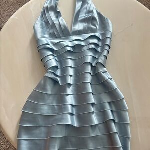 BCBGMaxAzria Light Blue Backless Dress